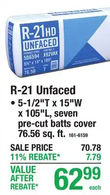 Menards R-21 Unfaced offer