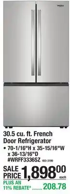 Menards 30.5 cu. ft. French Door Refrigerator offer