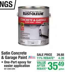 Menards Satin Concrete & Garage Paint offer