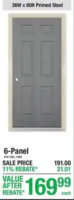 Menards 36W x 80H Primed Steel 6-Panel offer