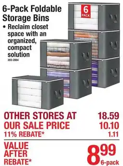 Menards 6-Pack Foldable Storage Bins offer