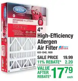 Menards 4 High-Efficiency Allergen Air Filter offer