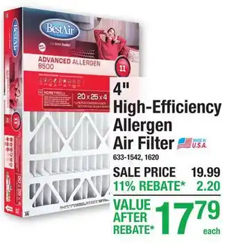 Menards 4 High-Efficiency Allergen Air Filter offer