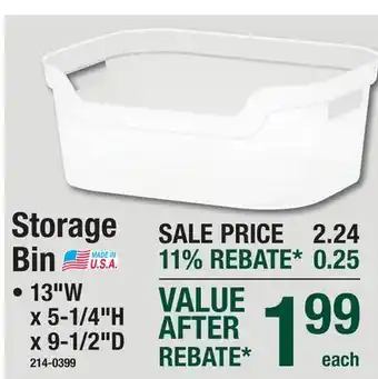 Menards Storage Bin offer