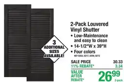Menards 2-Pack Louvered Vinyl Shutter offer