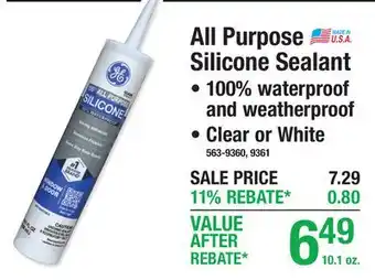Menards All Purpose Silicone Sealant offer