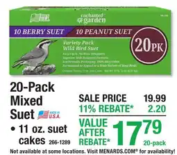 Menards 20-Pack Mixed Suet offer