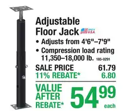 Menards Adjustable Floor Jack offer