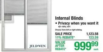 Menards Internal Blinds offer