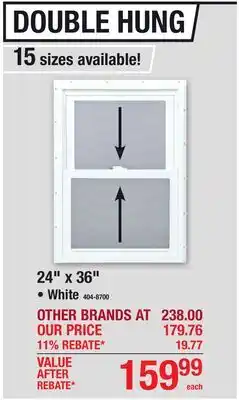 Menards 24 x 36 DOUBLE HUNG offer