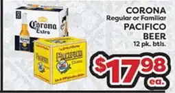 Torres Supermercado CORONA Regular or Familiar PACIFICO BEER offer