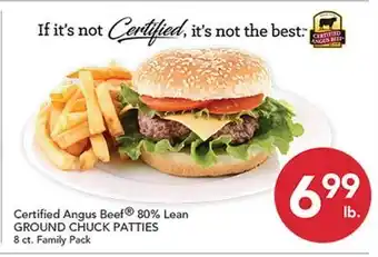 Pete's Fresh Market Certified Angus Beef 80% Lean GROUND CHUCK PATTIES offer