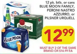 Pete's Fresh Market BLUE MOON FAMILY, PERONI NASTRO AZZURRO, or PILSNER UROUELL offer