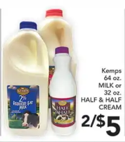 Pete's Fresh Market Kemps 64 oz. MILK or 32 oz. HALF & HALF CREAM offer