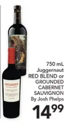 Pete's Fresh Market 750 mL Juggernaut RED BLEND or GROUNDED CABERNET SAUVIGNON offer