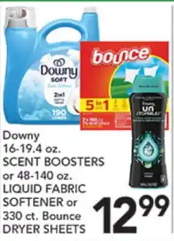 Pete's Fresh Market Downy 16-19.4 oz. SCENT BOOSTERS or 48-140 oz. LIQUID FABRIC SOFTENER or 330 ct. Bounce DRYER SHEETS offer