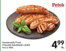 Pete's Fresh Market Homemade Fresh ITALIAN SAUSAGE LINKS offer