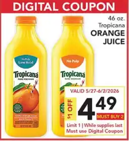 Pete's Fresh Market 46 oz. Tropicana ORANGE JUICE offer