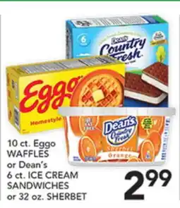 Pete's Fresh Market 10 ct. Eggo Waffles or Dean's 6 ct. Ice Cream Sandwiches or 32 oz. Sherbet offer