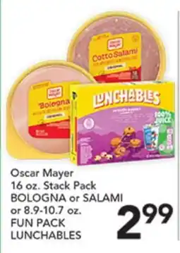 Pete's Fresh Market Oscar Mayer 16 oz. Stack Pack BOLOGNA or SALAMI or 8.9-10.7 oz. FUN PACK LUNCHABLES offer