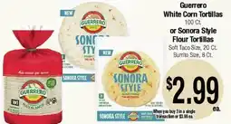 Big Saver Foods Guerrero White Corn Tortillas 100pk or Sonora Style Flour Tortillas offer