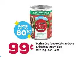 Grocery Outlet Purina One Tender Cuts in Gravy Chicken & Brown Rice Wet Dog Food offer