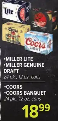 Cermak Fresh Market •MILLER LITE •MILLER GENUINE DRAFT 24 pk., 12 oz. cans •COORS •COORS BANQUET offer