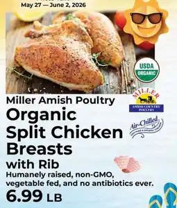 Sunset Foods Miller Amish Poultry Organic Split Chicken Breasts with Rib offer
