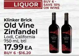 Sunset Foods Klinker Brick Old Vine Zinfandel offer