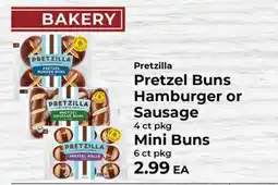 Sunset Foods Pretzilla Pretzel Buns Hamburger or Sausage, Mini Buns offer