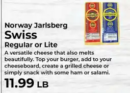 Sunset Foods Norway Jarlsberg Swiss Regular or Lite offer