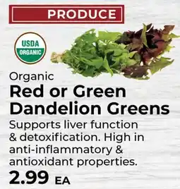 Sunset Foods Organic Red or Green Dandelion Greens offer