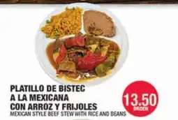 Carnicerias Jimenez PLATILLO DE BISTEC A LA MEXICANA CON ARROZ Y FRIJOLES offer