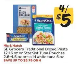 Winn Dixie SE Grocers Traditional Boxed Pasta or StarKist Tuna offer