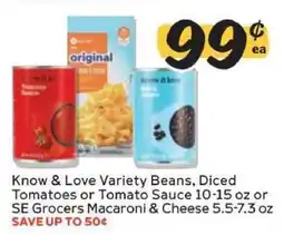 Winn Dixie Know & Love Variety Beans, Diced Tomatoes or Tomato Sauce offer