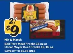 Winn Dixie Ball Park Meat Franks or Oscar Mayer Beef Franks offer