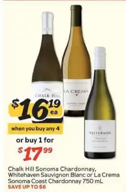 Winn Dixie Chalk Hill Sonoma Chardonnay, Whitehaven Sauvignon Blanc or La Crema Sonoma Coast Chardonnay offer