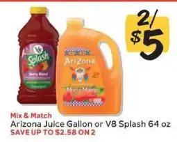 Winn Dixie Arizona Juice Gallon or V8 Splash 64 oz offer