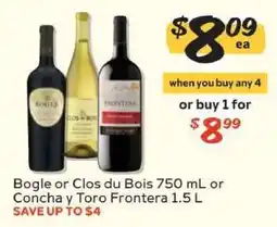 Winn Dixie Bogle or Clos du Bois 750 mL or Concha y Toro Frontera 1.5 L offer