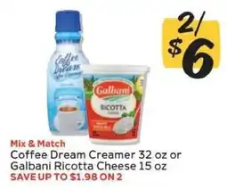 Winn Dixie Coffee Dream Creamer or Galbani Ricotta Cheese offer