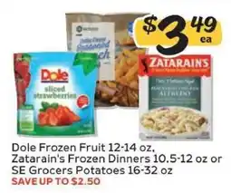 Winn Dixie Dole Frozen Fruit, Zatarain's Frozen Dinners, SE Grocers Potatoes offer