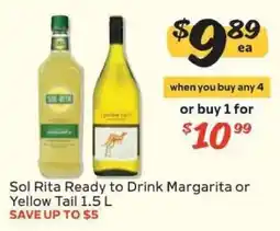 Winn Dixie Sol Rita Ready to Drink Margarita or Yellow Tail offer