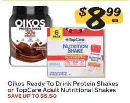 Winn Dixie Oikos Ready To Drink Protein Shakes or TopCare Adult Nutritional Shakes offer