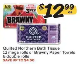 Winn Dixie Quilted Northern Bath Tissue or Brawny Paper Towels offer