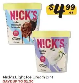Winn Dixie Nick's Light Ice Cream pint offer