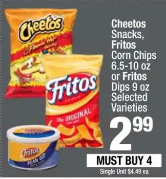 Super King Markets Cheetos Snacks, Fritos Corn Chips or Fritos Dips offer