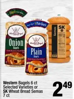 Super King Markets Western Bagels 6 ct Selected Varieties or SK Wheat Bread Semas 7 ct offer