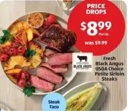 Aldi Fresh Black Angus USDA Choice Petite Sirloin Steaks offer