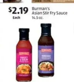 Aldi Burman's Asian Stir Fry Sauce offer