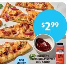 Aldi Burman's Premium Assorted BBQ Sauce offer